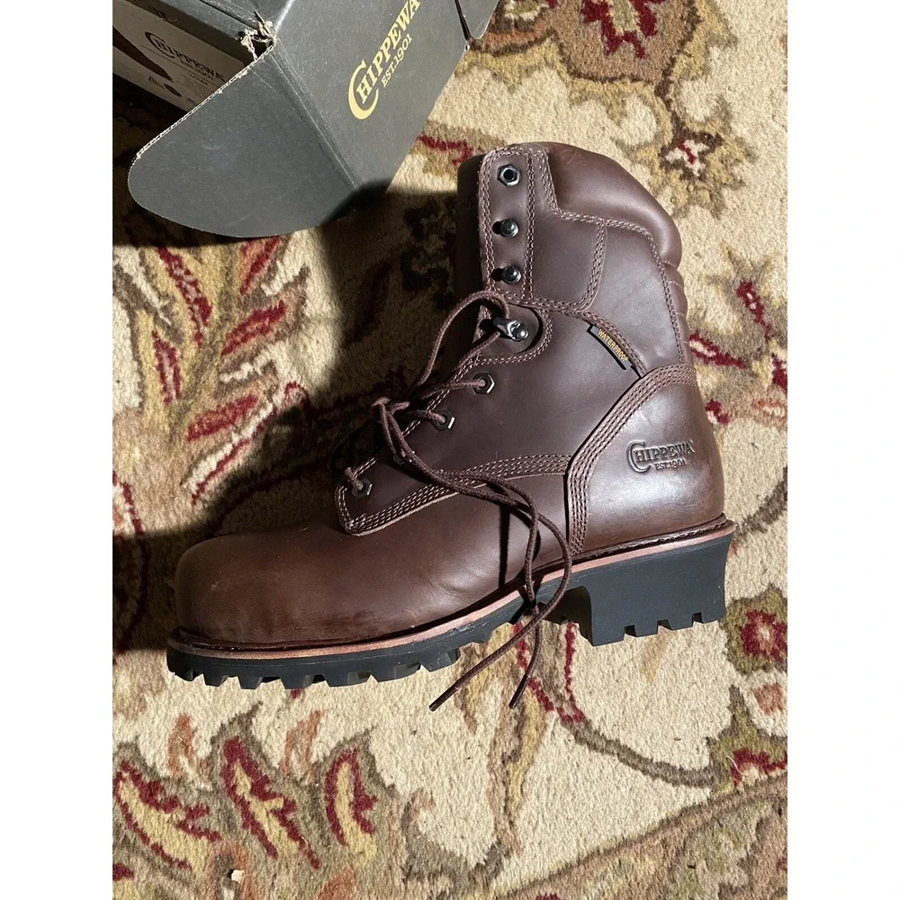 Men's Chippewa 73211 Logger Boots Size 9‎ EE Insulated Waterproof Brown New
